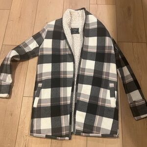 Abercrombie & Fitch Black and White Checkered Teddy Jacket
